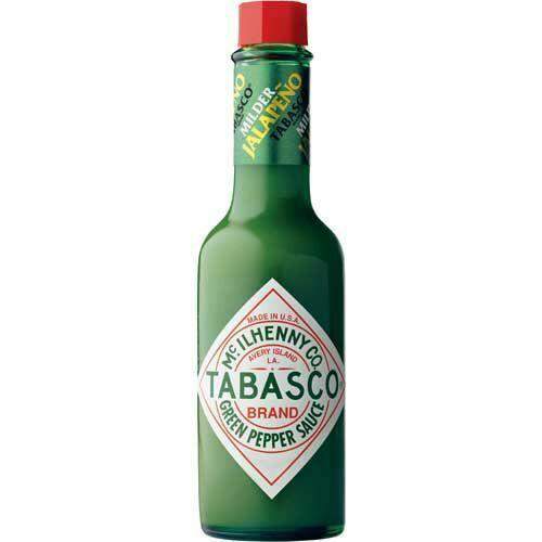 A bottle of Tabasco green pepper mild sauce from What The Food